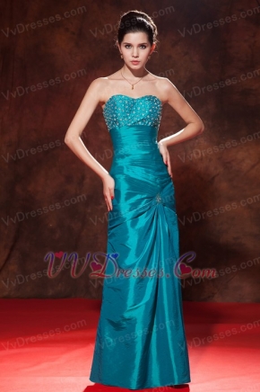 Teal Taffeta Prom Dress With Sweetheart Long Skirt Cheap Inexpensive