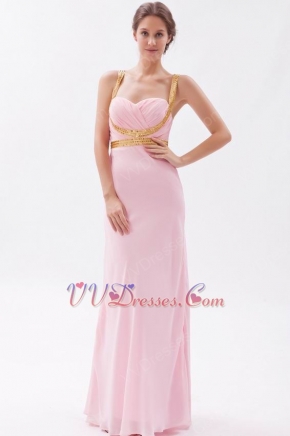 Cross Back Floor Length Skirt Baby Pink Prom Dress By Designer