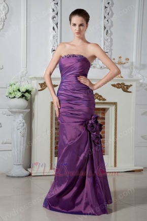 Affordable Strapless Corset Purple Taffeta Evening Dress Cheap