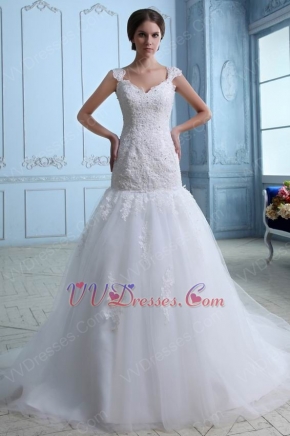 Beautiful Straps Appliqued Mermaid Fishtail Wedding Dresses Gowns