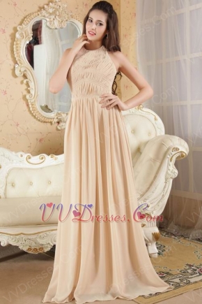Halter Top Champagne Chiffon Evening Celebrity Dress For Sale
