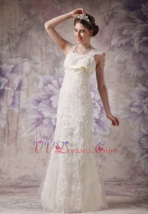 Exquisite Straps Wedding Dress With Square Neck Design