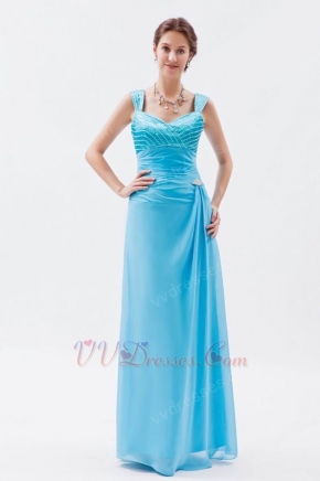 Modest Wide Straps Aqua Blue Prom Dress With Jaket Accessory