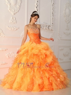 Orange Cascade Skirt Quinceanera Dress Pretty Styles