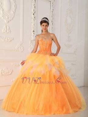 Pretty Orange Tulle Floor Length Quinceanera Ball Dress Cheap