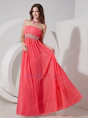 Strapless Ruched Watermelon Beautiful Prom Party Dress