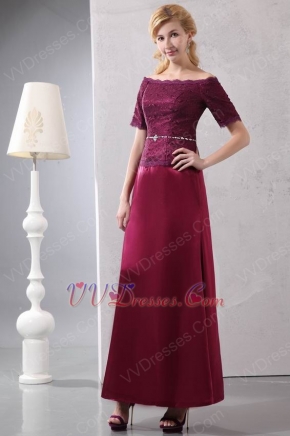 Short Sleeves Cardinal Red Mother Of The Bride Dress