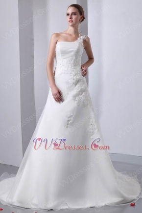 Cheap One Shoulder Ivory Organza Garden Wedding Dress In Wyoming