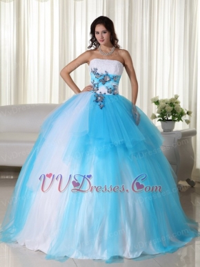 Bright Aqua and White Quinceanera Dress Multi Color Mixed Like Princess