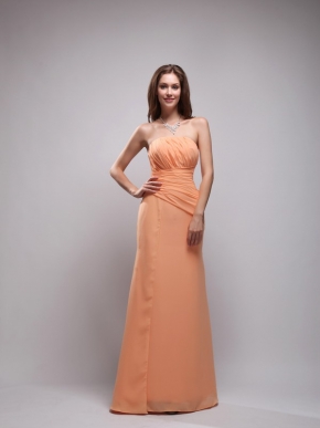 Mature Strapless Tropical Orange Chiffon Simple Ebay Prom Dress