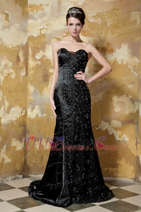 Black Sweetheart Beadings Emberllishments Formal Evening Dress Elegant Inexpensive