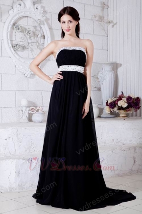 New Fashion Strapless A-line Black Chiffon Dress To Evening Simple