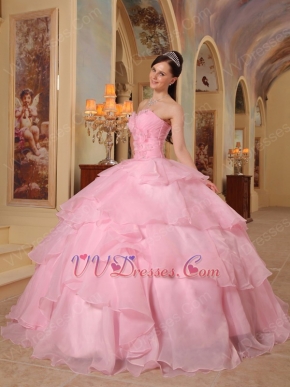 Good Looking Layers Pink Skirt Puffy Quinceanera Girls Dress