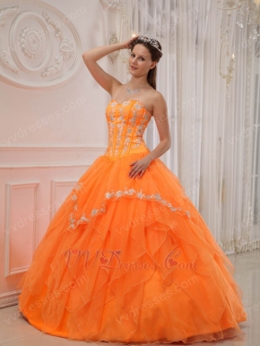 Sweetheart Orange Puffy Military Dress Quinceanera Party