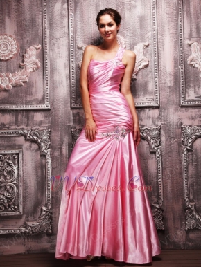 Fuchsia Taffeta Evening Dresses UK With One Shoulder