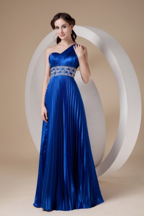 Cobalt Blue Evening Dresses One Shoulder Skirt With Split