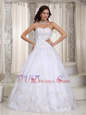 Sweetheart Embroidery Details Wedding Dress With Beading Low Price