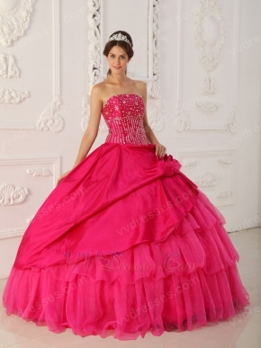 2014 Inexpensive Deep Pink Dress For Quinceanera Party