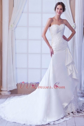 Cheap Sweetheart Neck Appliques Bodice A-line Skirt Bridal Gown
