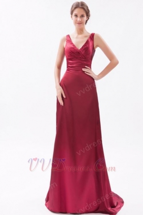 Pretty V-Neck Dropped Waist Cardinal Red Evening Dress