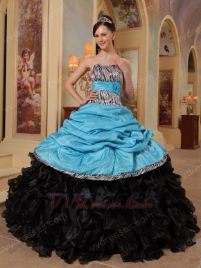 Sky Blue Sweetheart New Arrival Black Quinceanera Dress With Zebra