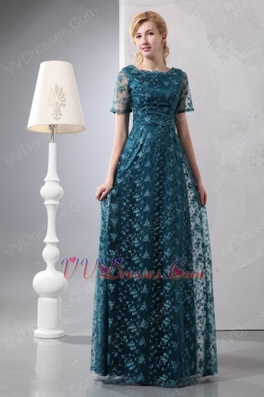 Short Sleeves Saxe Blue Lace Wedding Ceremony Mother Wear