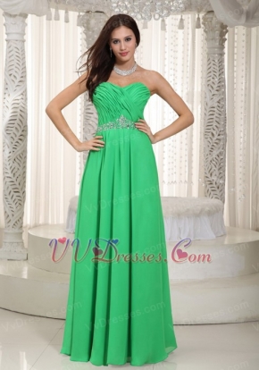 Floor-length Prom Dress For Women Spring Green Chiffon Inexpensive