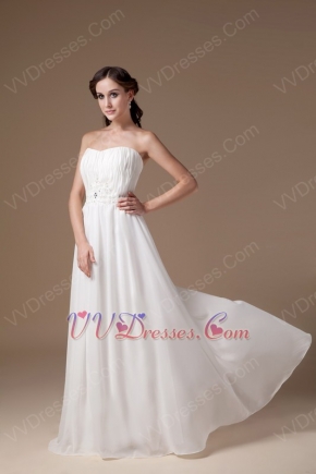 Delicate Strapless Empire Waist White Svelte Sing and Dancing Party Dress