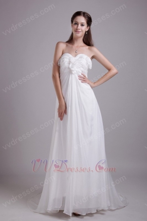 Elegant Sweetheart Ruched White Chiffon Evening Dress