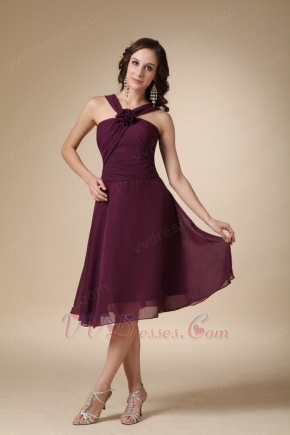 Purple Halter Skirt Bridesmaid Dress For Beach Wedding