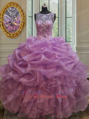 Dark Lilac Fluffy Bubble Ruffles Dreams Quinceanera Gown Dropped Waist