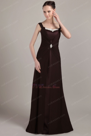 Brown Chiffon Mother Of The Bride Dress With Applique