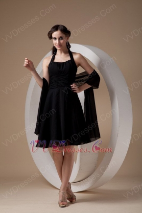 Halter Top Black Designer Homecoming Dress With Shwal