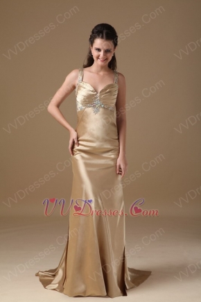 Sexy Backless Golden Formal Evening Dress For Juniors