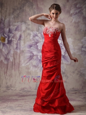 Strapless Applique Bodice Wine Red Chiffon Prom Dress Gowns