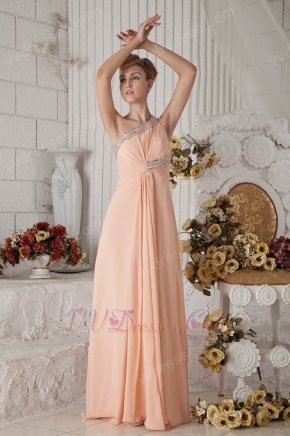 Wholesale One Shoulder Other Side Zipper Orange Pink Prom Dress China
