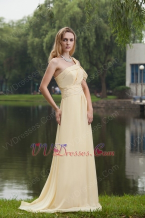 Yellow Empire One Shoulder Courtyard Prom Dress For 2014