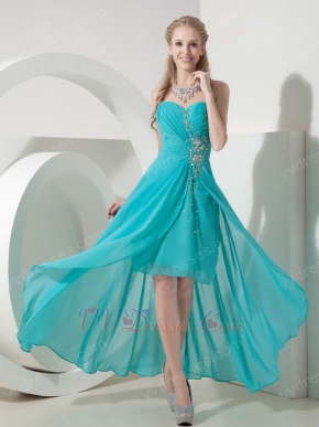 Turquoise Sweetheart High-low Prom Dress Made By Chiffon