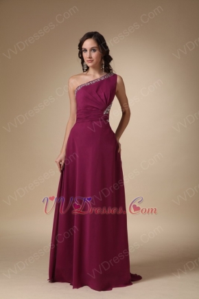 Cross Back One Shoulder Purple Long La Prom Party Dress