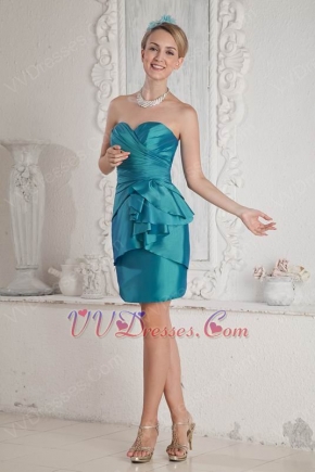 Sweetheart Column Mini Blue Stain Bridal Jr Bridesmaid Dress