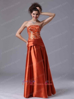 New Arrival Strapless Rust Orange Red Music Festiva Prom Dress Warm Tone