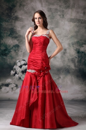 Wine Red Taffeta Made Prom Dress 2018 Discount With Straps