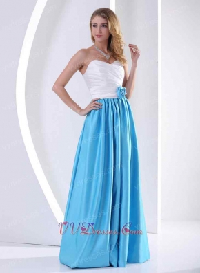 Leisure White and Dodger Blue Floor Length Prom Party Dresses Online