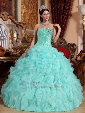 Light Sky Blue Sweetheart Ruffle Skirt Prom Ball Gown