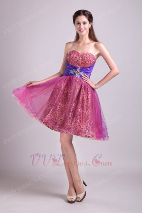 Sweetheart Short Leopard Print Fuchsia Sweet 16 Dress