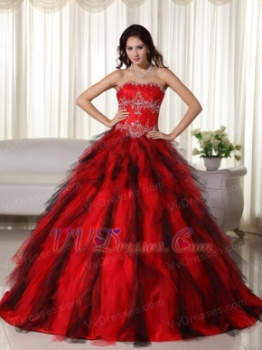 Red and Black Ombre A-line Skirt Quinceanera Dress 2014 Like Princess