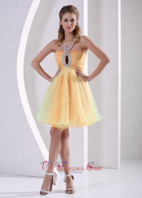 Sexy Halter Colorful Tulle Short Ceremony Dress Cut Out Show Colpus