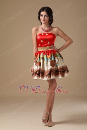 Colorful Sweetheart Printed Sweet Sixteen Prom Dress For Girl