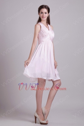 Top Designer Cross Back Short Dress For Prom Party In Baby Pink