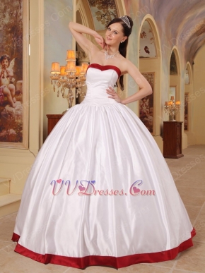 Simple Sweetheart White Military Dress With Wine Red Bordure